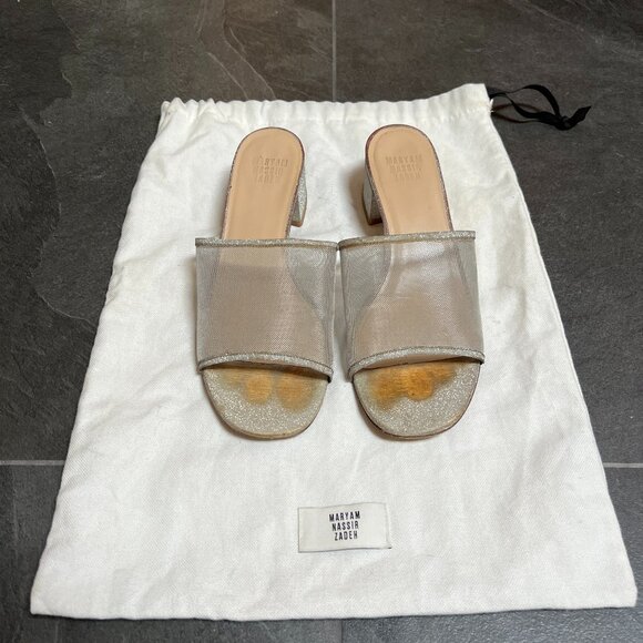 GUC Maryam Nassir Zadeh Mnz Sophie Slides, Mules 36.5, Silver Glitter - Picture 3 of 16